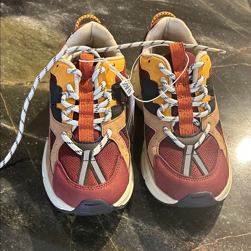 NWT great find for school !Zara Kids Sneakers - Red, Orange, Tan